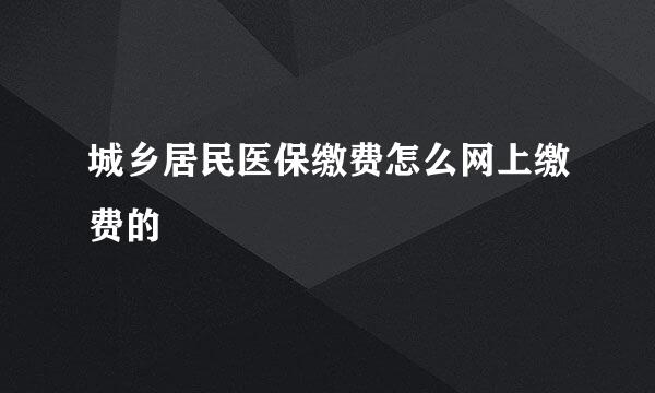 城乡居民医保缴费怎么网上缴费的