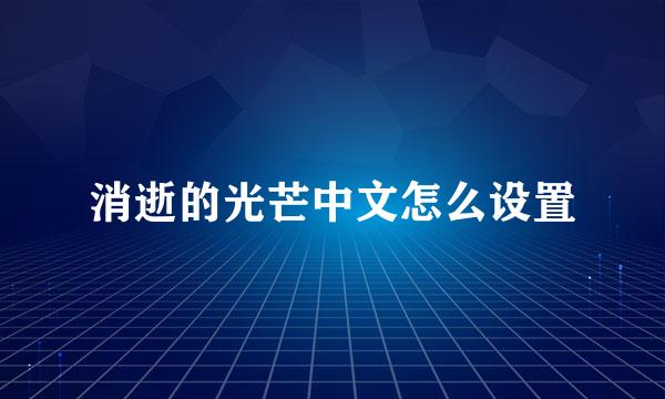 消逝的光芒中文怎么设置