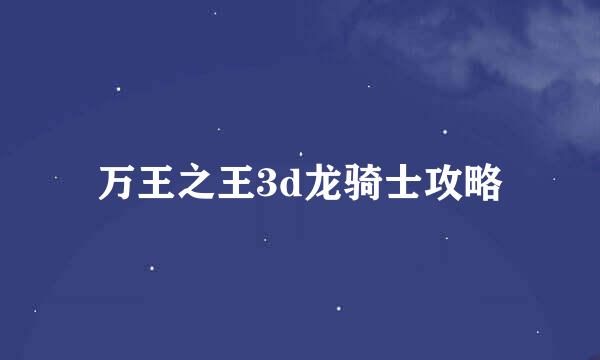 万王之王3d龙骑士攻略