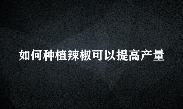 如何种植辣椒可以提高产量