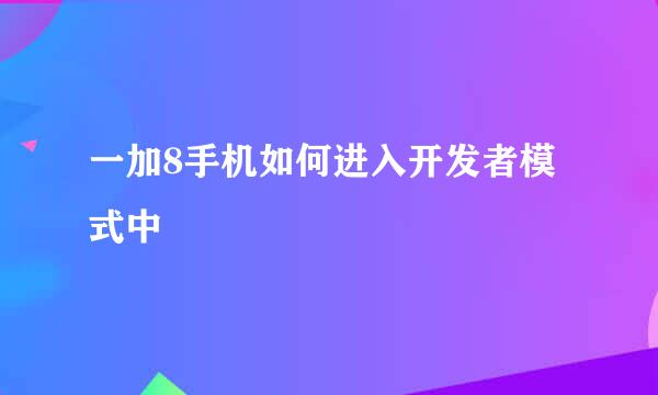 一加8手机如何进入开发者模式中