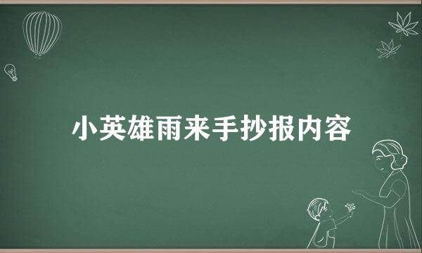 小英雄雨来手抄报内容