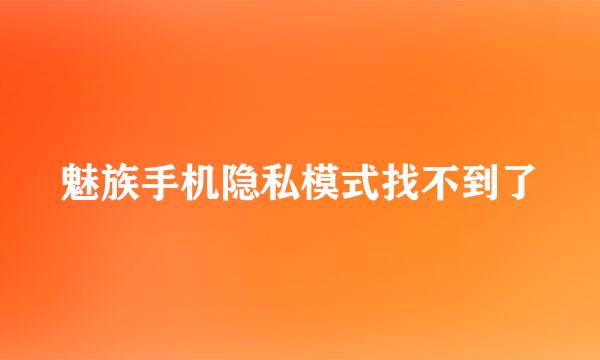 魅族手机隐私模式找不到了