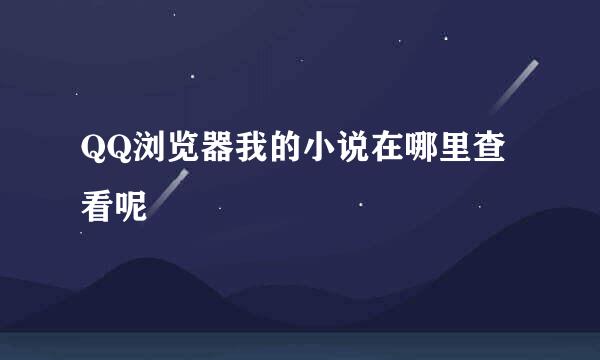 QQ浏览器我的小说在哪里查看呢