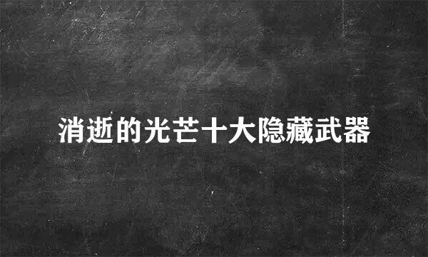 消逝的光芒十大隐藏武器