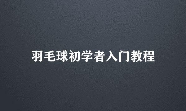 羽毛球初学者入门教程