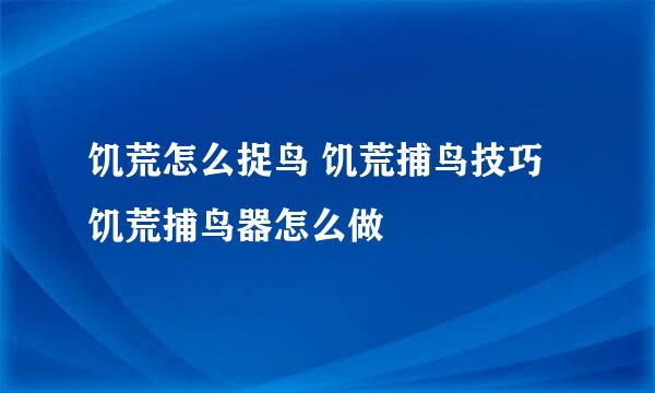 饥荒怎么捉鸟 饥荒捕鸟技巧 饥荒捕鸟器怎么做