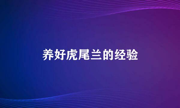养好虎尾兰的经验