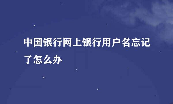 中国银行网上银行用户名忘记了怎么办
