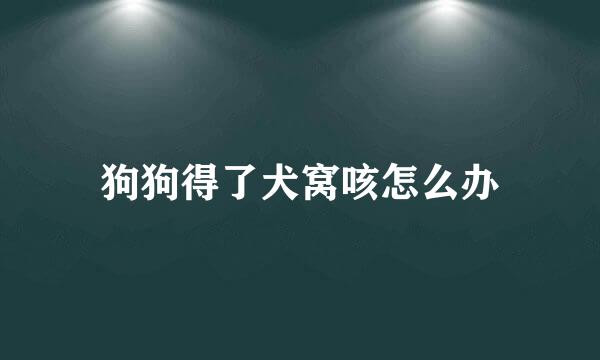 狗狗得了犬窝咳怎么办