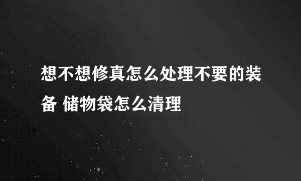 想不想修真怎么处理不要的装备 储物袋怎么清理