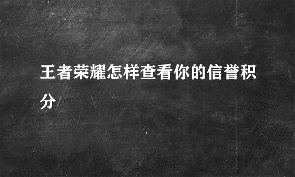 王者荣耀怎样查看你的信誉积分