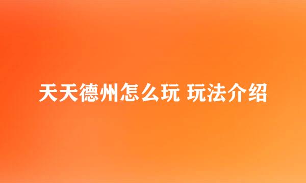 天天德州怎么玩 玩法介绍