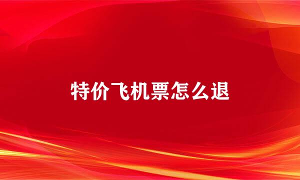 特价飞机票怎么退