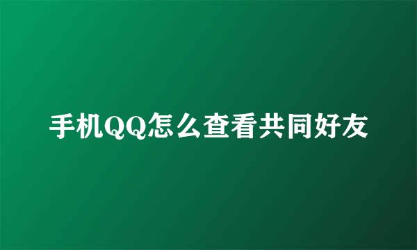 手机QQ怎么查看共同好友