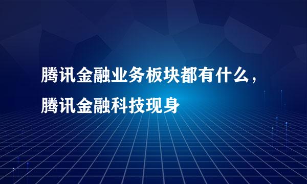 腾讯金融业务板块都有什么,腾讯金融科技现身