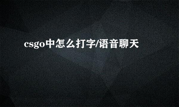 csgo中怎么打字/语音聊天