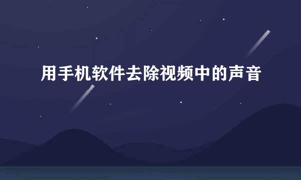 用手机软件去除视频中的声音