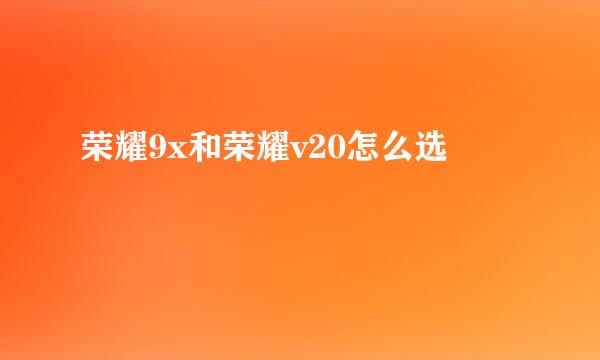 荣耀9x和荣耀v20怎么选