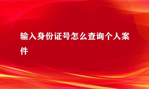 输入身份证号怎么查询个人案件