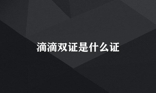 滴滴双证是什么证