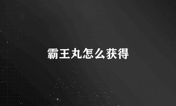 霸王丸怎么获得
