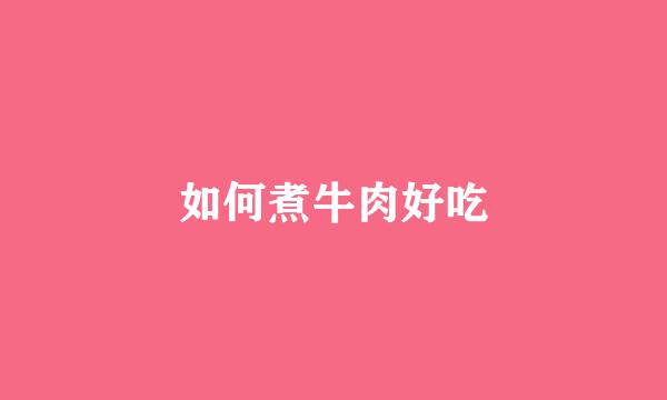 如何煮牛肉好吃