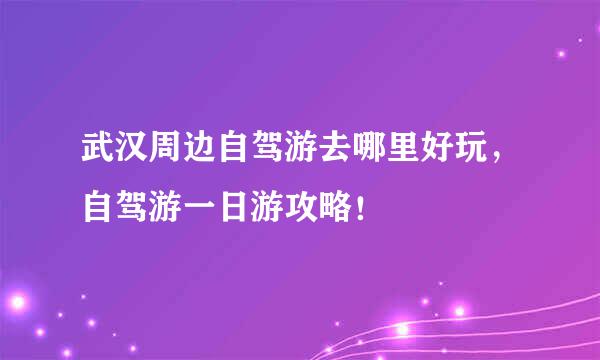 武汉周边自驾游去哪里好玩，自驾游一日游攻略！