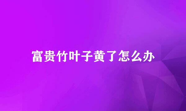 富贵竹叶子黄了怎么办