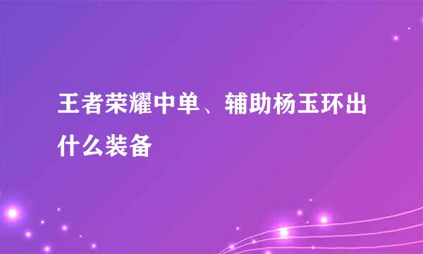 王者荣耀中单、辅助杨玉环出什么装备