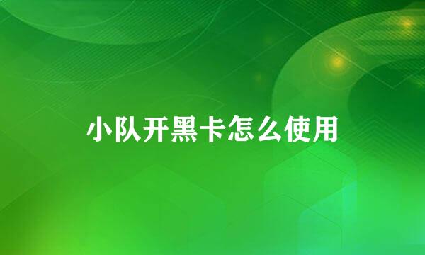 小队开黑卡怎么使用