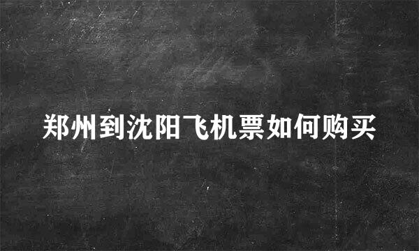郑州到沈阳飞机票如何购买