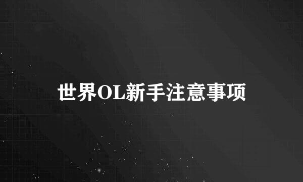 世界OL新手注意事项