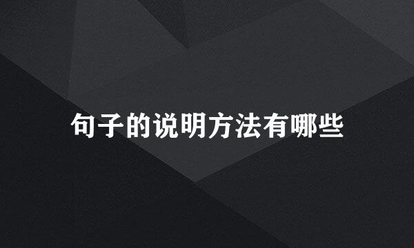 句子的说明方法有哪些