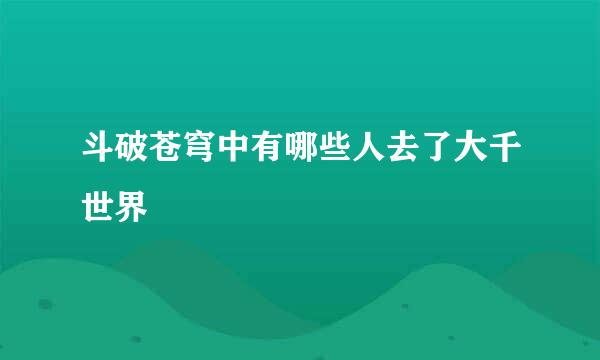 斗破苍穹中有哪些人去了大千世界