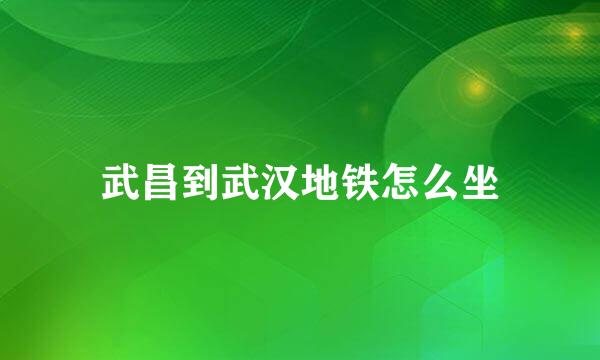 武昌到武汉地铁怎么坐