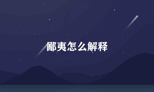 鄙夷怎么解释