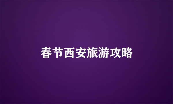 春节西安旅游攻略
