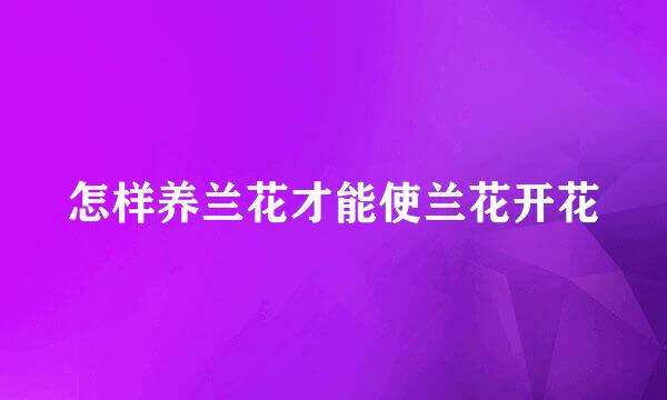 怎样养兰花才能使兰花开花