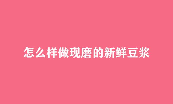 怎么样做现磨的新鲜豆浆