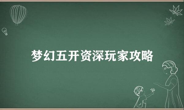 梦幻五开资深玩家攻略