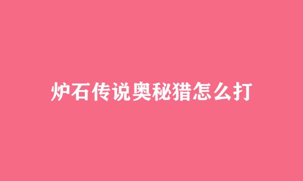 炉石传说奥秘猎怎么打