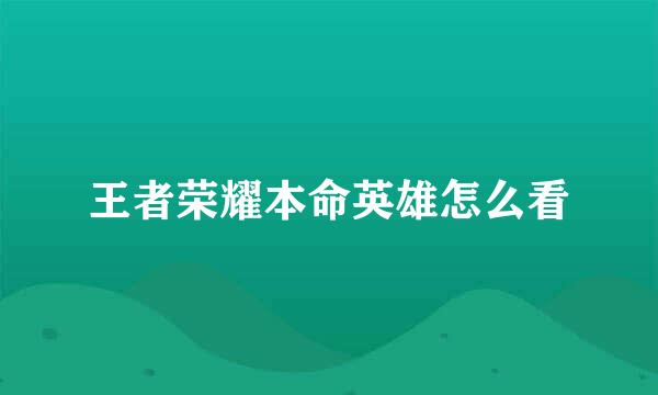 王者荣耀本命英雄怎么看