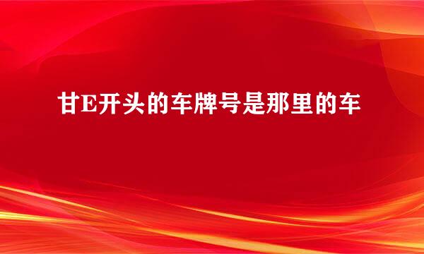甘E开头的车牌号是那里的车