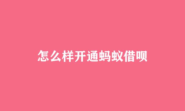 怎么样开通蚂蚁借呗