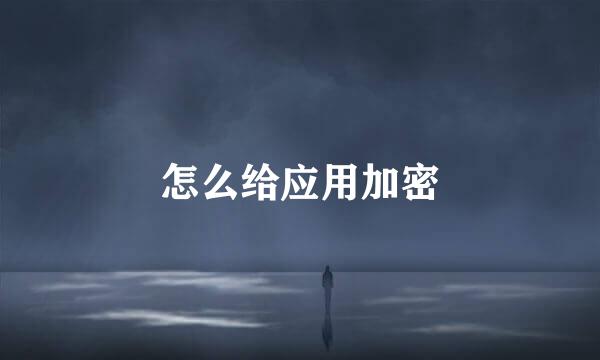 怎么给应用加密