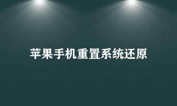 苹果手机重置系统还原