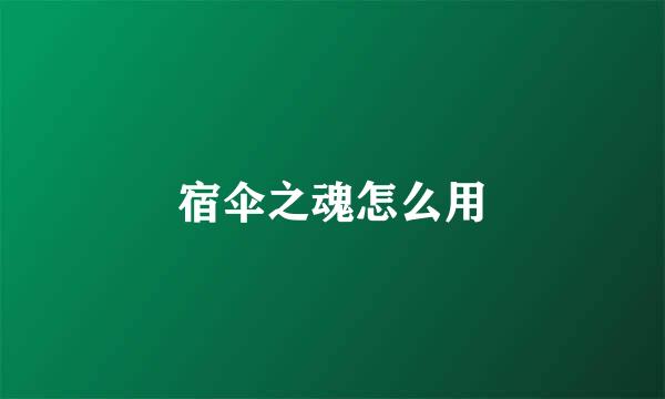 宿伞之魂怎么用