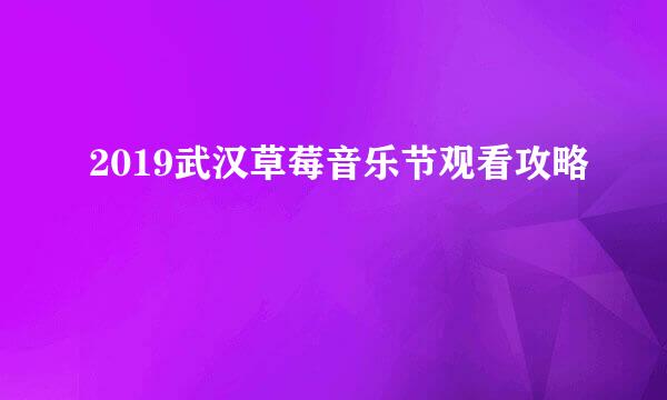 2019武汉草莓音乐节观看攻略