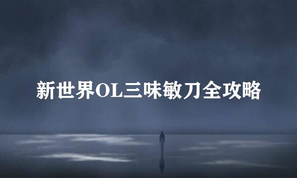 新世界OL三味敏刀全攻略